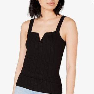 House Of Polly Split Neck Ribbed Knit Tank
